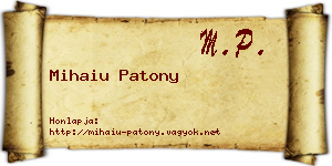 Mihaiu Patony névjegykártya